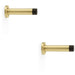 2 PACK Rubber Tip Smooth Wall Mounted Doorstop Satin Brass 80mm Projecti& Rose