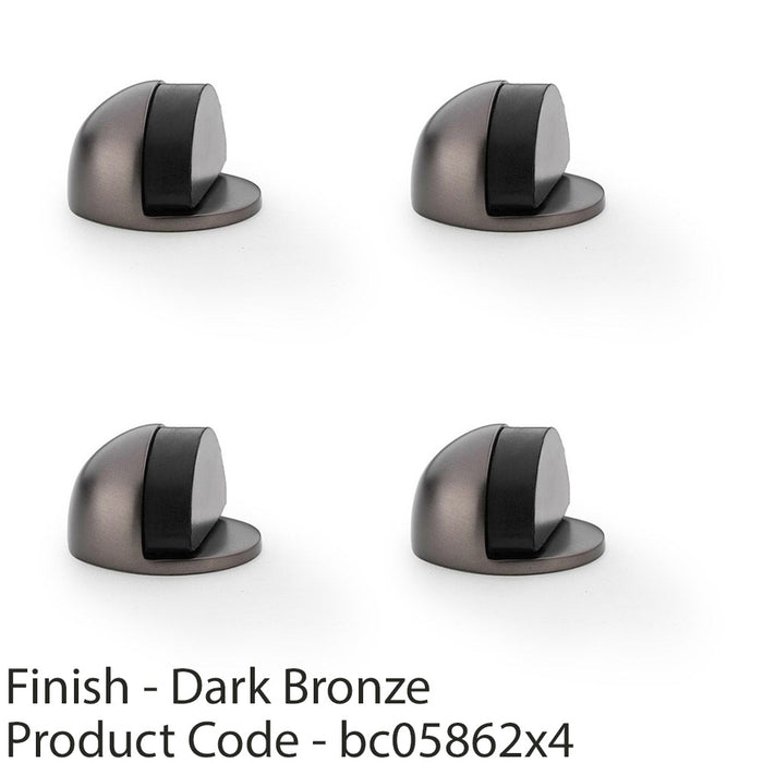 4 PACK Rubber Tip Floor Mounted Oval Doorstop 44 x 28mm Dark Bronze Half Moon 1