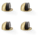 4 PACK Rubber Tip Floor Mounted Oval Doorstop 44 x 28mm Satin Brass Half Moon