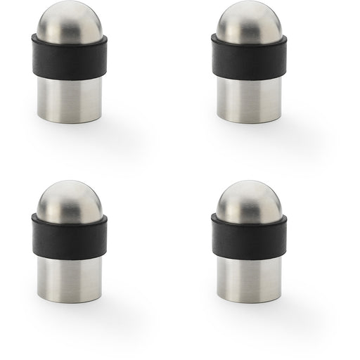 4 PACK Rubber Dome Floor Mounted Cylinder Doorstop Satin Steel 35mm Round Door