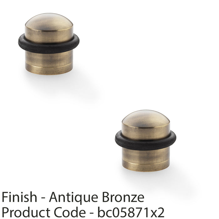 2 PACK Rubber Tip Dome Top Floor Mounted Doorstop Antique Bronze 39mm Round Door 1