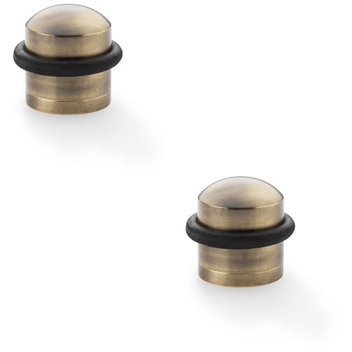 2 PACK Rubber Tip Dome Top Floor Mounted Doorstop Antique Bronze 39mm Round Door