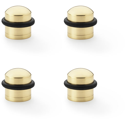 4 PACK Rubber Tip Dome Top Floor Mounted Doorstop Polished Brass 39mm Round Door