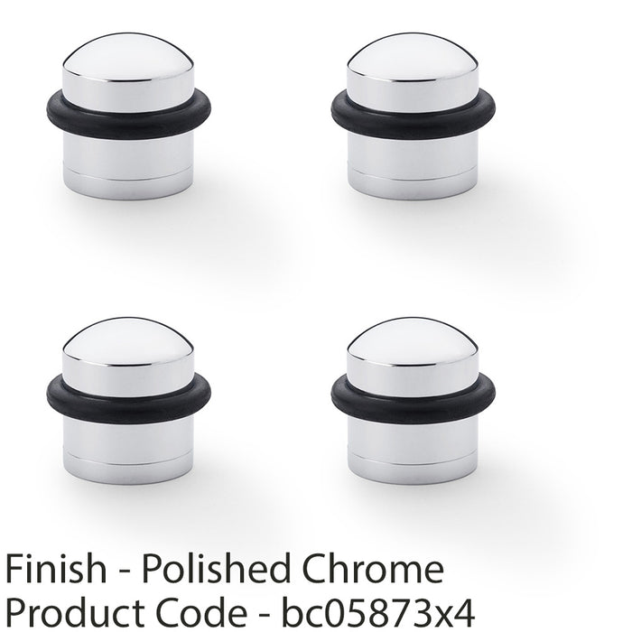 4 PACK Rubber Tip Dome Floor Mounted Doorstop Polished Chrome 39mm Round Door 1