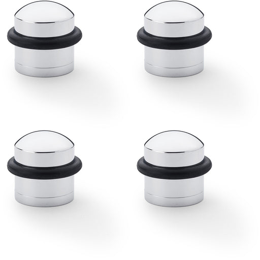 4 PACK Rubber Tip Dome Floor Mounted Doorstop Polished Chrome 39mm Round Door