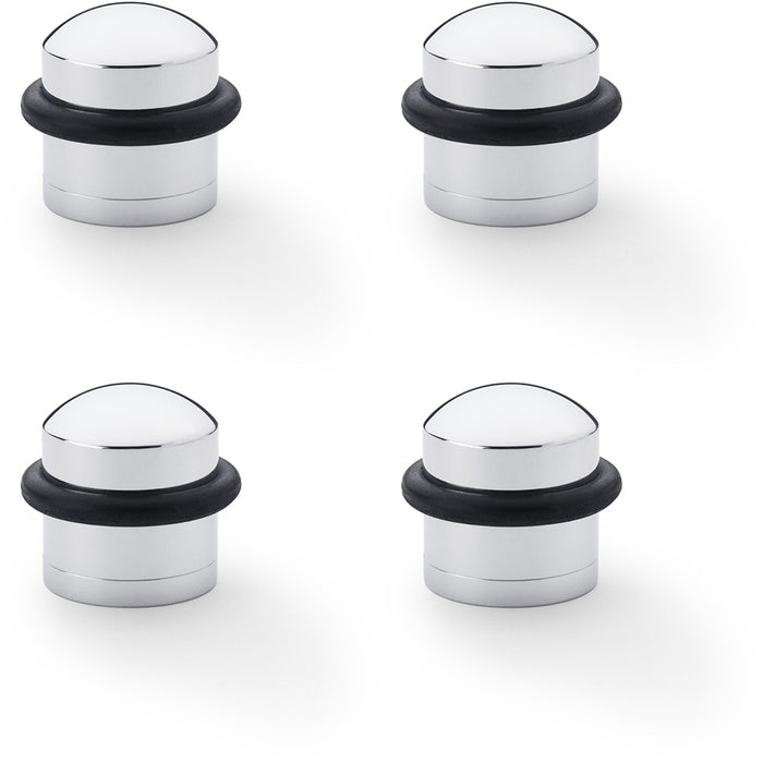 4 PACK Rubber Tip Dome Floor Mounted Doorstop Polished Chrome 39mm Round Door