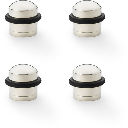 4 PACK Rubber Tip Dome Floor Mounted Doorstop Polished Nickel 39mm Round Door