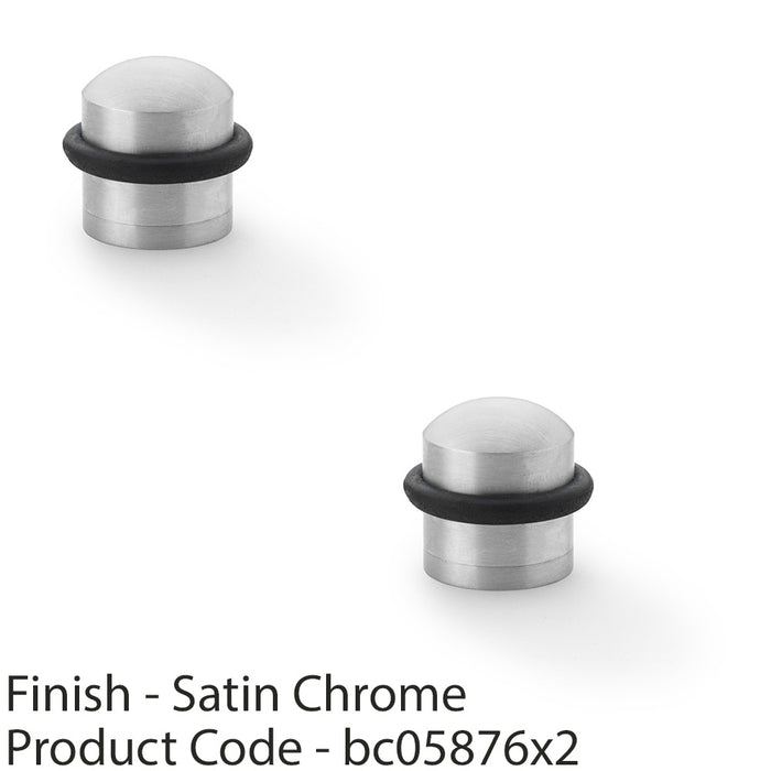 2 PACK Rubber Dome Top Floor Mounted Doorstop Satin Chrome 39mm Dia Round Door 1