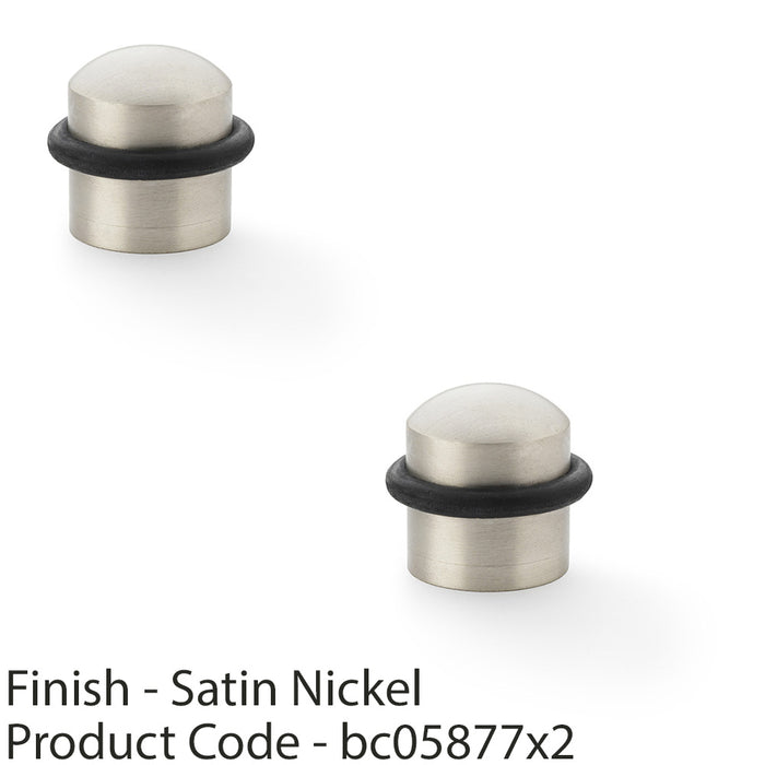 2 PACK Rubber Dome Top Floor Mounted Doorstop Satin Nickel 39mm Dia Round Door 1