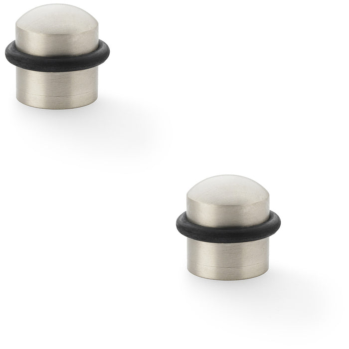 2 PACK Rubber Dome Top Floor Mounted Doorstop Satin Nickel 39mm Dia Round Door