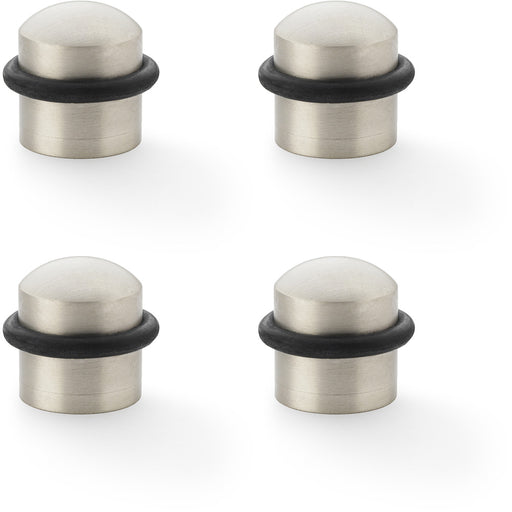 4x Rubber Tip Dome Top Floor Mounted Doorstop Satin Nickel 39mm Dia Round Door