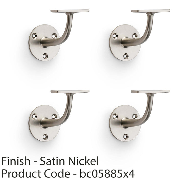 4 PACK Heavy Duty Stair Handrail Bannister Bracket Arm Satin Nickel 82mm Holder 1