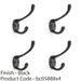 4 PACK SOLID BRASS Victorian Hat & Coat Hook Wall Mounted Holder Matt Black 1