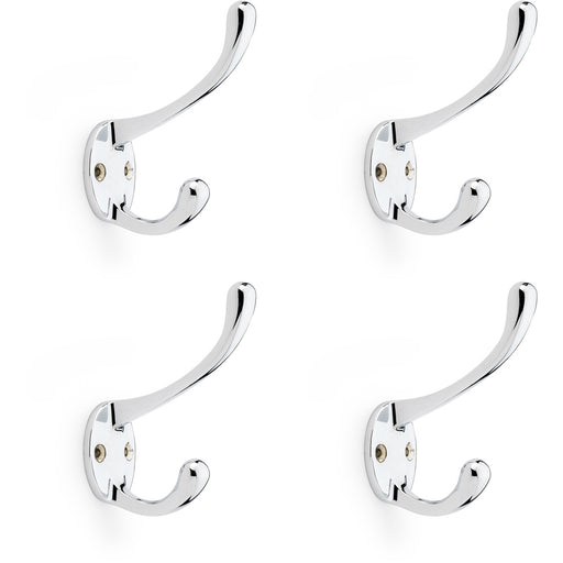 4 PACK SOLID BRASS Victorian Hat & Coat Hook Wall Mounted Holder Polished Chrome