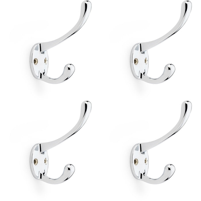 4 PACK SOLID BRASS Victorian Hat & Coat Hook Wall Mounted Holder Polished Chrome