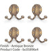 4x SOLID BRASS Traditional Double Robe Hook Wall Mounted Holder Antique Bronze 1