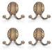 4x SOLID BRASS Traditional Double Robe Hook Wall Mounted Holder Antique Bronze