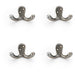 4 PACK SOLID BRASS Victorian Double Robe Coat Hook Wall Holder Antique Iron