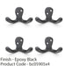 4x SOLID BRASS Victorian Double Robe Coat Hook Wall Mounted Holder Matt Black 1