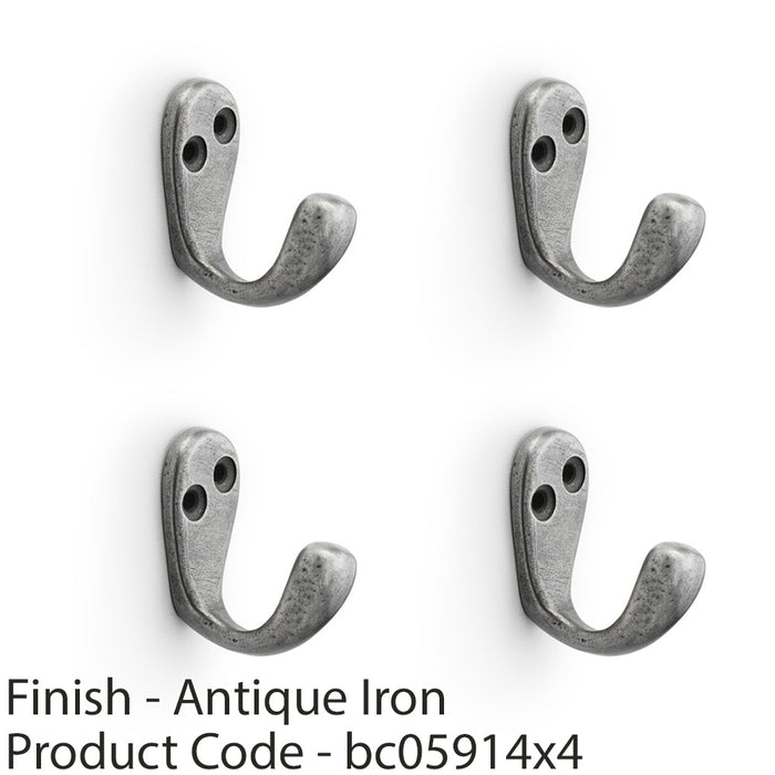 4 PACK SOLID BRASS Victorian Single Robe Coat Hook Wall Holder Antique Iron 1
