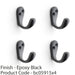 4x SOLID BRASS Victorian Single Robe Coat Hook Wall Mounted Holder Matt Black 1