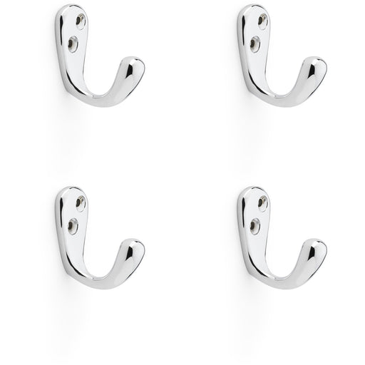 4 PACK SOLID BRASS Victorian Single Robe Coat Hook Wall Mounted Polished Chrome