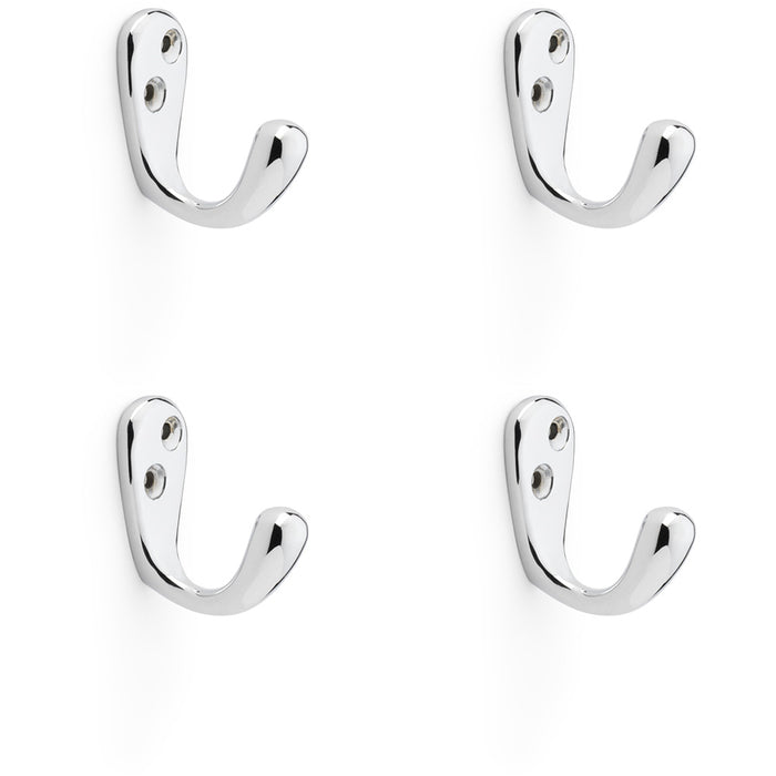 4 PACK SOLID BRASS Victorian Single Robe Coat Hook Wall Mounted Polished Chrome