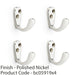 4 PACK SOLID BRASS Victorian Single Robe Coat Hook Wall Mounted Polished Nickel 1