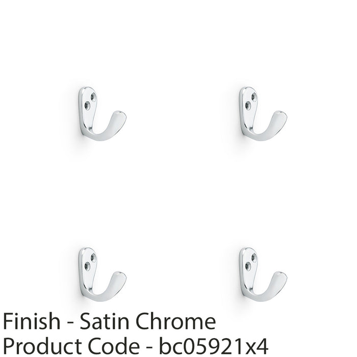 4 PACK SOLID BRASS Victorian Single Robe Coat Hook Wall Holder Satin Chrome 1