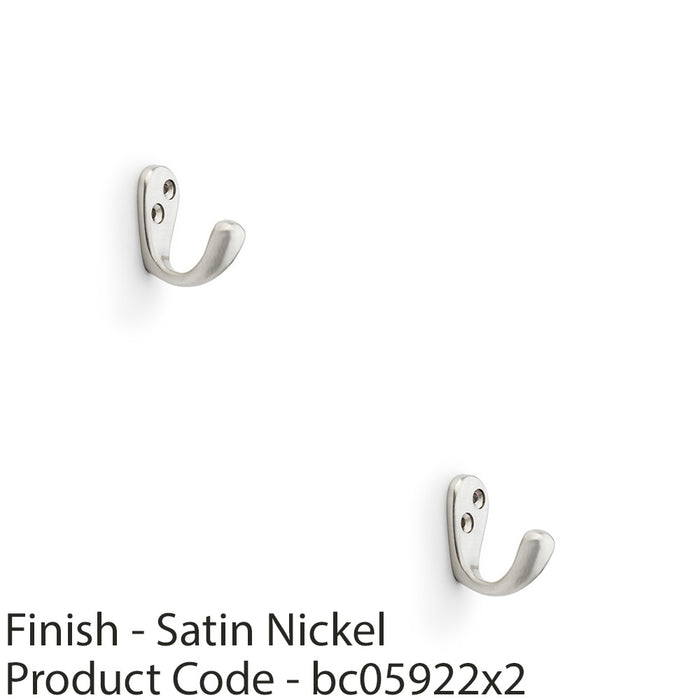 2 PACK SOLID BRASS Victorian Single Robe Coat Hook Wall Mounted Satin Nickel 1