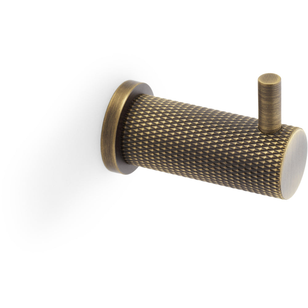 SOLID BRASS Knurled Single Robe Coat Hook - Wall Mounted Holder - Anti ...