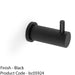 SOLID BRASS Knurled Single Robe Coat Hook - Wall Mounted Holder - Matt Black 1