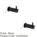 2 PACK SOLID BRASS Knurled Single Robe Coat Hook Wall Mounted Holder Matt Black 1