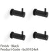 4 PACK SOLID BRASS Knurled Single Robe Coat Hook Wall Mounted Holder Matt Black 1