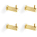 4 PACK SOLID BRASS Knurled Single Robe Coat Hook Wall Mounted Holder Satin Brass