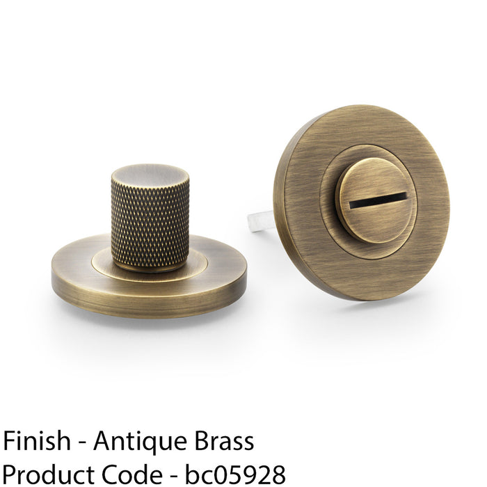 Modern Knurled Thumbturn & Release Lock - Antique Brass - Bathroom Door WC 1