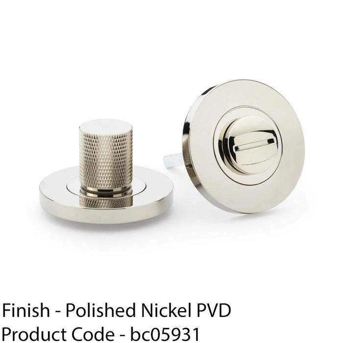 Modern Knurled Thumbturn & Release Lock - Polished Nickel - Bathroom Door WC 1