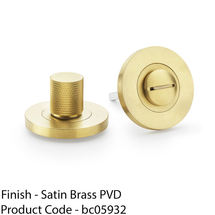 Modern Knurled Thumbturn & Release Lock - Satin Brass - Bathroom Door WC 1