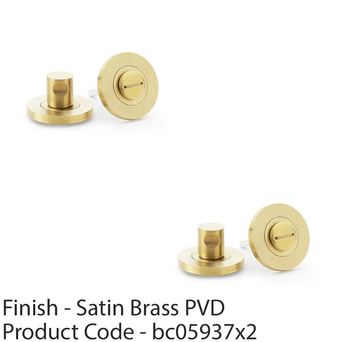 2 PACK Modern Plain Thumbturn & Release Lock Satin Brass Bathroom Door WC 1