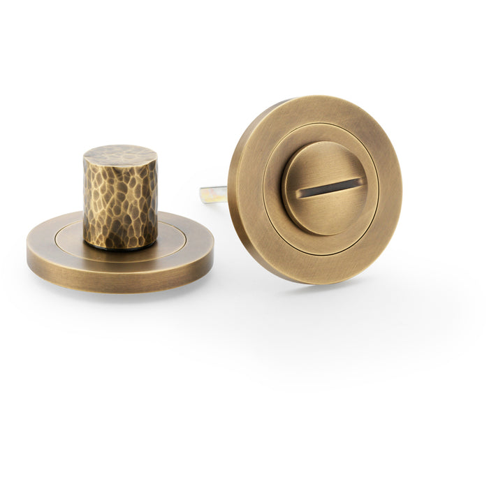 Modern Hammered Thumbturn & Release Lock - Italian Brass - Bathroom Door WC