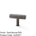 Reeded T Bar Cupboard Door Knob - 55mm x 38mm Dark Bronze Lined Pull Handle 1