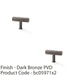 2 PACK Reeded T Bar Cupboard Door Knob 55mm x 38mm Dark Bronze Lined Pull Handle 1