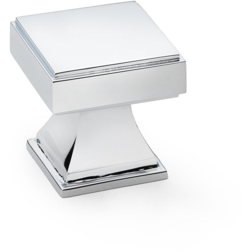 Chunky Square Cupboard Door Knob - 30mm - Polished Chrome Kitchen Pull Handle
