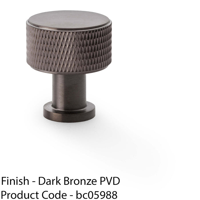 Round Knurled Door Knob - 29mm Diameter Dark Bronze Radio Cupboard Pull Handle 1