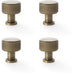 4 PACK Round Reeded Door Knob 29mm Antique Brass Lined Cupboard Pull Handle