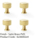 4 PACK Round Reeded Door Knob 29mm Satin Brass Lined Cupboard Pull Handle 1