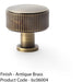 Round Reeded Door Knob - 35mm Diameter Antique Brass Lined Cupboard Pull Handle 1