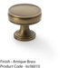 Round Fluted Door Knob - 32mm Diameter Antique Brass Retro Cupboard Pull Handle 1