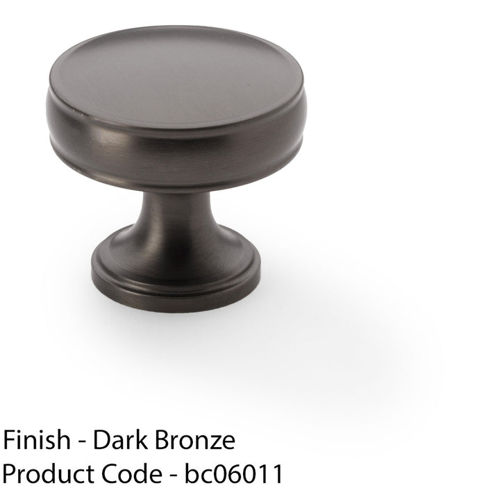 Round Fluted Door Knob - 32mm Diameter Dark Bronze Retro Cupboard Pull Handle 1