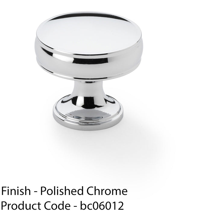 Round Fluted Door Knob 32mm Diameter Polished Chrome Retro Cupboard Pull Handle 1
